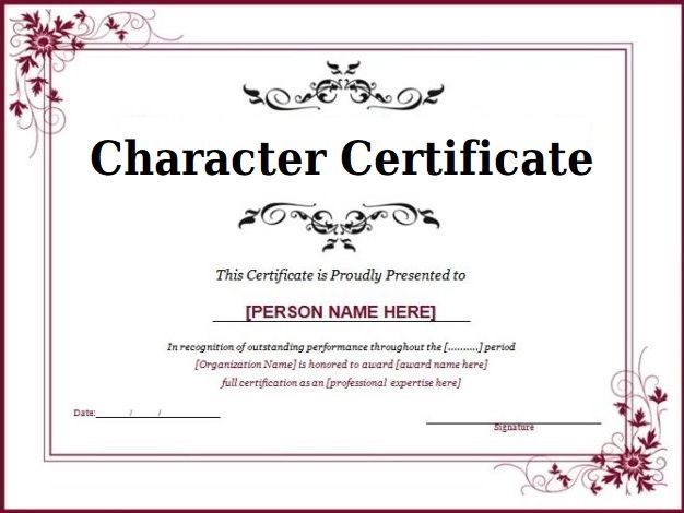 Character Certificate